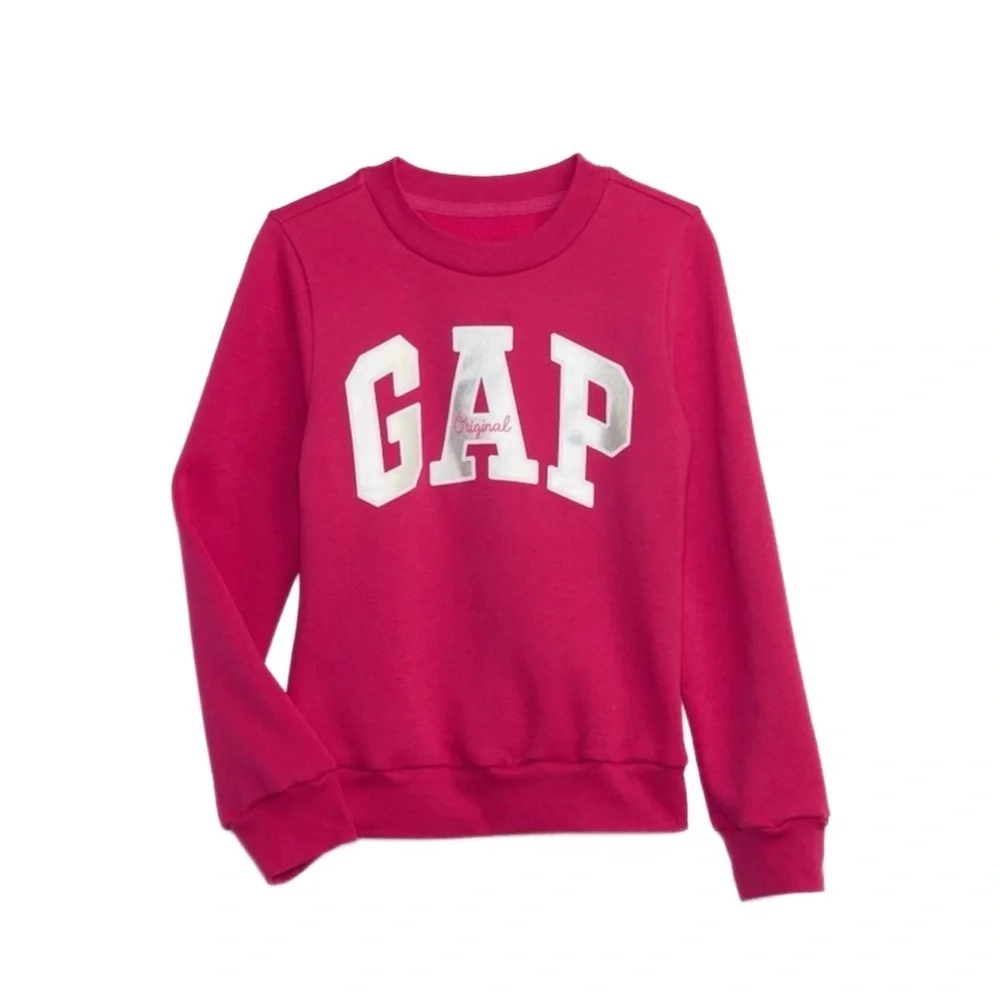 GAP KIDS GIRLS METALLIC LOGO SWEATSHIRT - PINK SIZE  SMALL (NEW WITH TAGS) A13